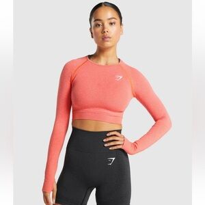 Gymshark Vital Seamless 2.0 Long Sleeve Crop Top in Orange Marl